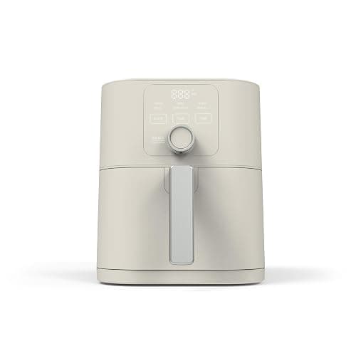 Martha Stewart 6QT Air Fryer, 6-in-1, Bake, Broil, Roast, Air Fry, Dehydrate, Reheat, Ceramic Non-Stick Basket, Crispy Results Fast, 400°F Max Temp, Shake Reminder, Auto Shut-Off, Linen Cream - Image 1
