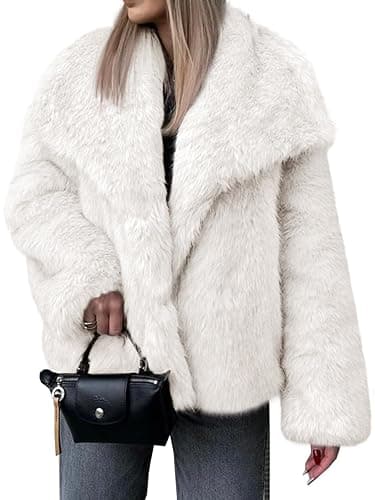 Cicy Bell Womens Faux Fur Coat Winter Shaggy Casual Oversized Lapel Jackets Warm Fuzzy Outerwear - Image 1