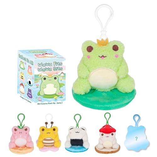 Cuddle Barn PlushGoals - Wawa Fits Wawa Sits Blind Box - Series 1 | Collectible Plush Bag Charm - Kawaii Cute Frog Plushie Clips | Mystery Unboxing Random Styles - Great Stocking Stuffer, 3 inches - Image 1