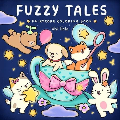 Fuzzy Tales: Fairycore Coloring Book for Adults & Teens Featuring Adorable Animals Characters (Fuzzy Friends Coloring) - Image 1