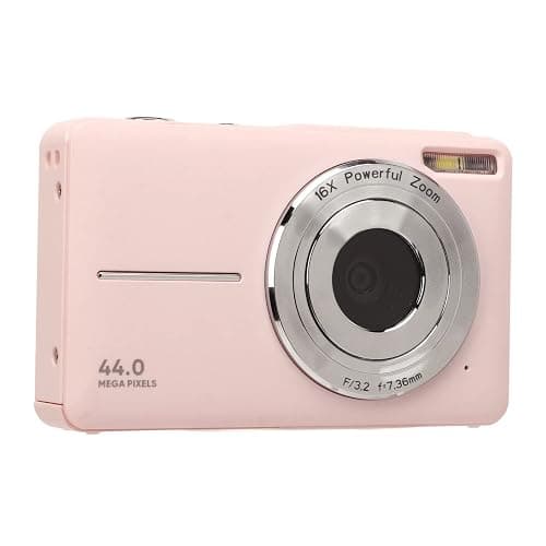 HD 1080P 44MP Compact Pocket Digital Camera, 16X Zoom, 2.4 Inch IPS Screen, Autofocus, Portable (Pink) - Image 1