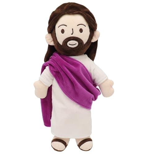 Yelakey 13" Jesus Plush Jesus Stuffed Doll Religious Easter Gifts for Kids Party Favors - White+purple - Image 1