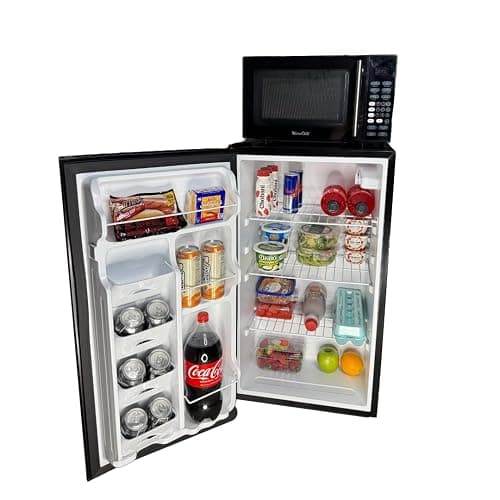 MicroChill 3.3 Basic Combination Refrigerator and Microwave Bundle, 3.3 cu. ft. Fridge, 0.7 cu. ft. Microwave, Dimensions when stacked - 44.25" H x 18.6" W x 17.6" D (Black) (Large Basic) - Image 1