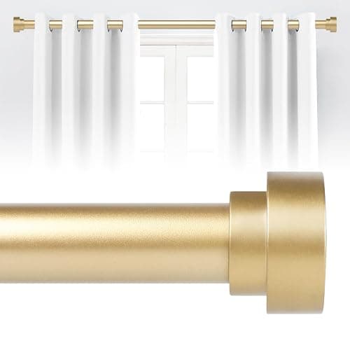 Gold Curtain Rods for Windows 48 to 84 Inch,1 Inch Heavy Duty Curtain Rods,Adjustable Modern Drapery Rods,Window Single Pole 36-88,Brass Gold - 36-88" - Gold - Image 1