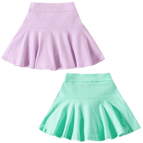 DREAM BUS 2 Pack Girl Pleated Skirts Built in Shorts Little Kid Tennis Skorts Toddler Girl Athletic Flowy Skorts Skirts - Image 1