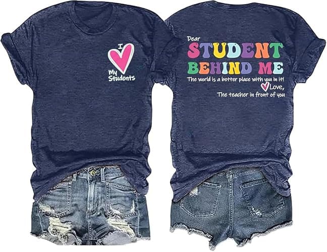 Teacher Tshirts Women Dear Student Behind Me Inspirational Teacher Shirt Teacher Appreciation Short Sleeve Tee Top - Image 1
