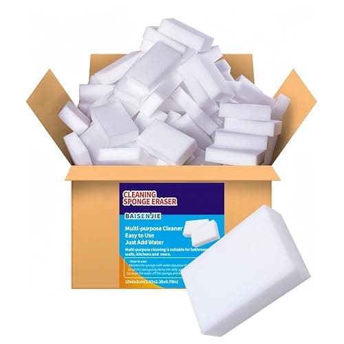 Melamine Sponge,100 Pack Magic Sponges Eraser Foam Cleaning Pads,Multi-Functional Household Cleaning Kitchen Dish Sponge for Furniture,Bathroom,Bathtub, Sink,Floor, Baseboard, Wall Cleaner - Image 1