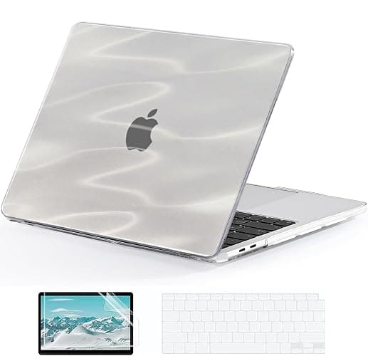 EooCoo Hard Case Compatible with MacBook Air 13.3 inch M1 Chip 2021-2018 with Retina Display, Air 13.3 inch Plastic Protective Case + Transparant Keyboard Cover + Screen Protector, Crystal Dreamy - Image 1