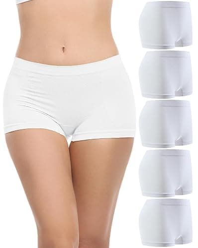 Begrily Boy Shorts Underwear for Women, Ladies Nylon Stretch Comfort Flex Fit Seamless Boyshort Panties Boxer Briefs 5 Pack - Image 1