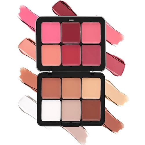 Erinde Palette Viso 3 in 1 in Crema, 12 Colori, Blush, Contour e Correttore, Alta Pigmentazione, Sfumabile, Effetto Naturale Opaco, Palette Trucco Multifunzionale, Vegan, 1 Pezzo (40 g) - Image 1