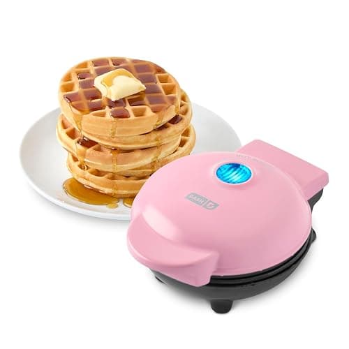 DASH Mini Maker for Individual Waffles, Hash Browns, Keto Chaffles with Easy to Clean, Non-Stick Surfaces, 4 Inch, Pink - Image 1