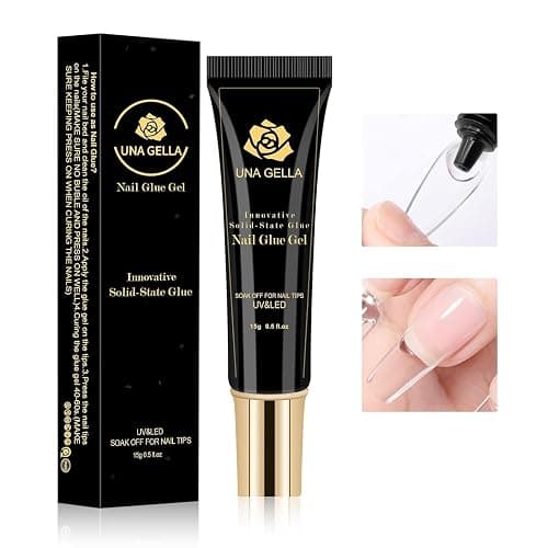 UNA GELLA Solid Nail Glue Gel 15ml Lamp Curing Needed Solid Soak Off U V/LED Lamp Required Super Strong Gel Glue for Fake Acrylic Nail Tips Press On Nails Art Extension - Image 1