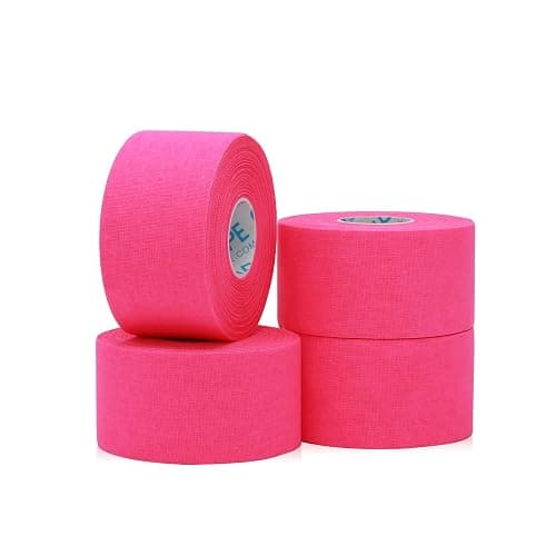OK TAPE Athletic Sports Tape(4 Packs) - 45ft Per Roll Very Strong Tape for Athlete & Sport Trainers & First Aid Injury Wrap, Perfect for Fingers Ankles Wrist on Bat, Hockey Stick - Pink - Image 1