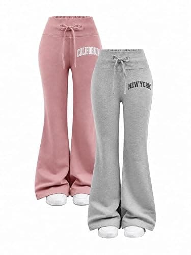 Azmxynol Girl's Pants Tween Girls Flare Pants 2 Pack High Waist Casual Pants Fall Winter Size 7-16Years - Image 1