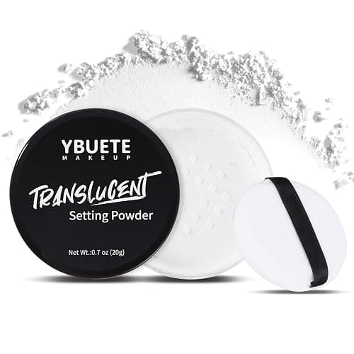 YBUETE Translucent Loose Face Powder, Long Lasting Matte Finishing White Face Paint Setting Powder, Oil Control Natural Talc-Free Setting Powder with Sifter for Halloween SFX Carnival Cosplay Makeup - Image 1