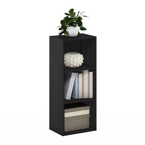 Furinno LUDER Book Shelf, 3-Cube Bookshelf, Bookcase with Open Shelves, 9.3 x 12 x 31.5, for Living Room, Bedroom, Home Office, Blackwood - Image 1
