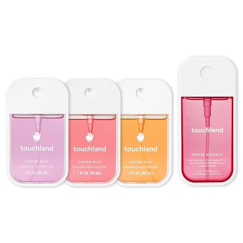 Touchland JUICY BLISS SET, Power Mist Hydrating Hand Sanitizer Spray, (Watermelon, Berry, Peach) 1 FL. OZ. + Lush Tropicale Body & Hair Fragrance Mist, 2 FL. OZ. +, Travel Size Set - Image 1