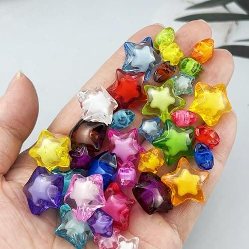 Pinhoollgo 50pcs 18mm Acrylic Star Beads Spacer Beads for DIY Jewelry Making Bracelet Necklace Key Chains Handmade Craft(Mix Colors) - Image 1
