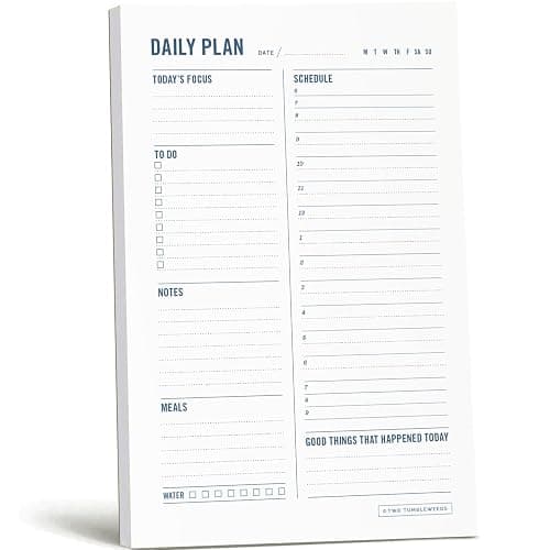 Daily Planner Notepad with Hourly Schedule - ADHD Planner, Time Block Planning Pad, Desktop To Do List, College Supplies - 6 x 9” - 50 Undated Sheets - Image 1