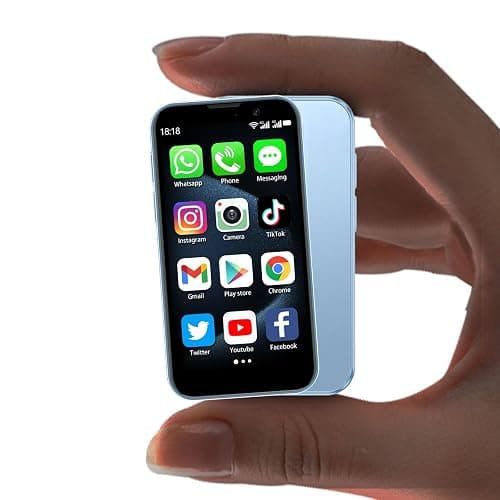 Mini Phone Unlocked World's Smallest 3.0" HD Touch Screen Mini Smartphone Android Compact Mobile Phone for Kids &Students Cell Phone wih Quad-Core Dual SIM Face lD2GB+16GB Blue - Image 1