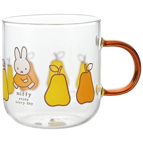 金正陶器(Kaneshotouki) Dick Bruna Miffy 400141 Heat Resistant Glass Mug 13.5 fl oz (400 ml), Microwave Safe, Color Handle, Brown, Pear - Image 1