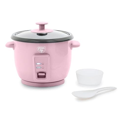 GreenLife Rice Cooker with Removable PFAS-Free Ceramic Nonstick Pot, 3-Cups Uncooked/6-Cups Cooked, Grains & Oatmeal Multicooker, Compact One-Switch Design, Auto Keep Warm, Easy Clean, Pink - Image 1