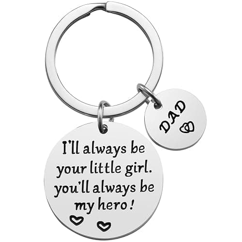 Father’s Day Gift - Dad Gifts from Daughter for Birthday Christmas Valentine’s Day, I'll Always Be Your Little Girl, You Will Always Be My Hero Daddy Keychain, Father Daughter Keyring - Image 1