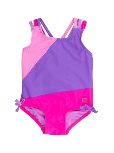 RuffleButts Girls Color Block Cross-Back One Piece Swimsuit - Fashion One-Piece Swimsuit - Image 1