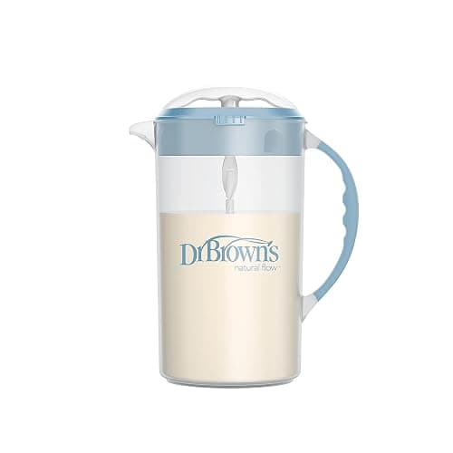 Dr. Brown's Baby Formula Mixing Pitcher with Adjustable Stopper, Locking Lid, & No Drip Spout, 32oz, BPA Free, Blue - Image 1