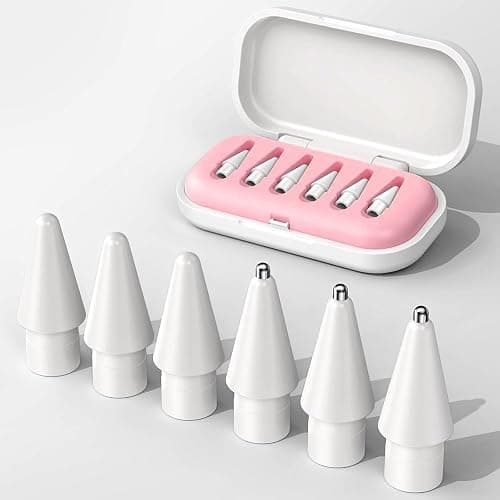 6 Pack Replacement Tips for Apple Pencil, Needle IpadPencil Nibs with Case, No Wear Out Pencil Tip for Apple Pencil 2nd Gen/1st Gen/USB C/Pencil Pro, IPad Pro Pencil Sets (Pink) - Image 1