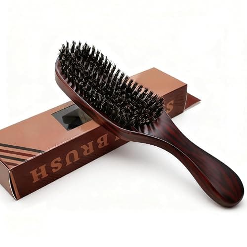 Uadme 100% Boar Bristle Slick Back Hair Brush, Smoothing Brush for Reduces Frizz and Static, Adds Natural Shine, Improving Blood Circulation, Promoting Hair Growth - Image 1