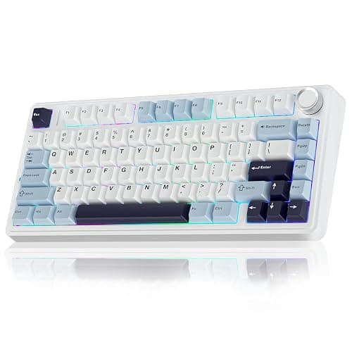AULA F75 75% Wireless Mechanical Keyboard, Hot Swappable Creamy Keyboard, Pre-lubed Reaper Switches, 2.4GHz/Type-C/BT5.0, RGB Backlit Gaming Keyboards(White & Blue) - Image 1