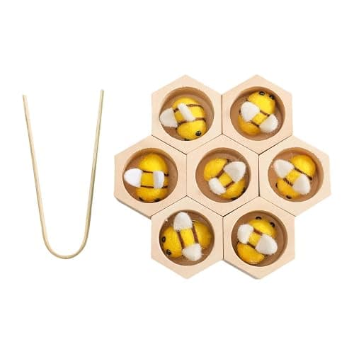 TTETTZ Holzspielzeug mit Bienenstock-Thema, Sortierspiel und Zählhilfe für Jungen und Mädchen, Gelb - Image 1