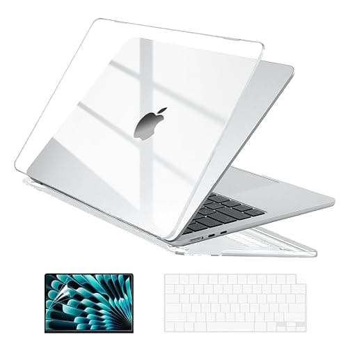 EooCoo Case Compatible with MacBook Air 15 inch M4 2025 2024 2023 Release A3241 M3 A3114 M2 A2941 Liquid Retina Display, Plastic Hard Shell Case + Keyboard Cover + Screen Protector, Crystal Clear - Image 1
