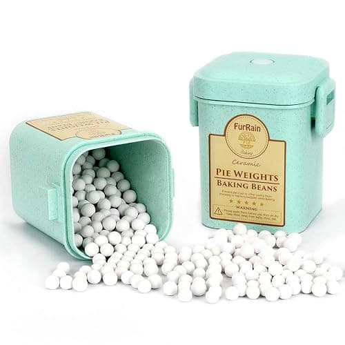 FurRain Ceramic Pie Weights Reusable 10mm Baking Beans Pie Crust Weights Natural Ceramic Stoneware with Wheat Straw Container - Image 1