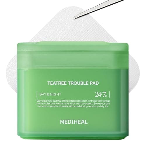 MEDIHEAL Teatree Trouble Pad - Square Cotton Facial Toner Pads with Tea Tree & Lactobacillus - Soothing to Calm Sensitive & Acne Prone Skin- Vegan Face Gauze 100 - Image 1