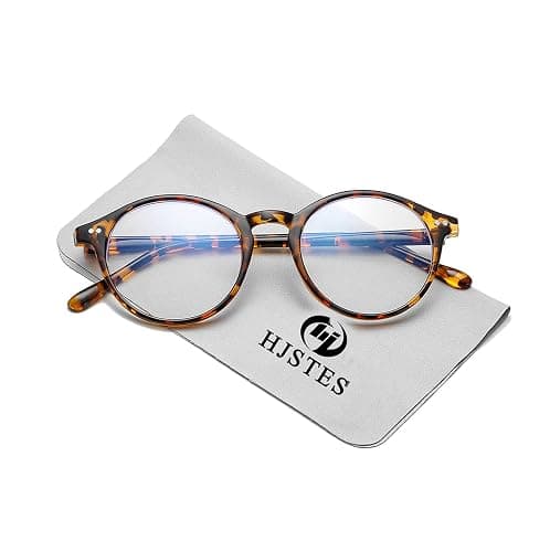HJSTES Vintage Blue Light Glasses for Women Men Round Bluelight Blocking Glasses Thick TR90 Frame Eyeglasses - Image 1