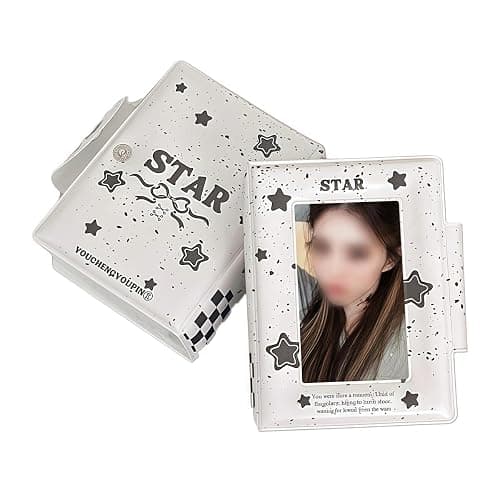 FEINIPOOK Kpop Photocard Binder Cute Star Photocard Holder K-pop Mini Album Book K pop Photo Card Holder Hollow Album for Fan Merchandise Gifts, CPP Pocket, No Acid, No PVC, 32 Pocket - Image 1