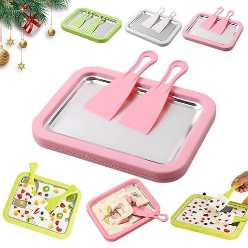 At Home Rolled Ice Cream Maker, 2025 Upgrade Portable Rolled Ice Cream Kit, Food-Grade Stainless Steel Ice Cream Tray with 2 Scrapers, Easy DIY Ice Cream Kit for Home Kitchen (Pink, 6.8"×8.7") - Image 1