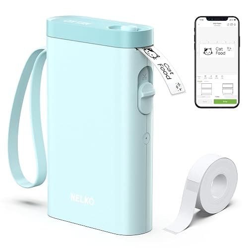 Nelko Label Maker Machine with Tape, P21 Bluetooth Label Printer, Wireless Mini Label Makers with Multiple Templates for School Office Home, Cyan - Image 1