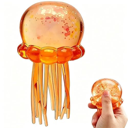 Jellyfish Squishy, Jellyfish Design Squeeze Stress Ball, Sensory Toy with a Super Solid Squish for Adult,Squeeze Toys for Anxiety and Stress Relief, Party Gifts (Orang) - Image 1