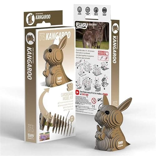 Eugy Kangaroo 3D Puzzle - 26 Piece Eco-Friendly Educational Toy Puzzle for Boys, Girls & Kids Ages 6+ - Image 1