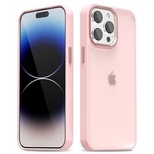 oakxco for iPhone 14 Pro Case Matte Clear, Translucent 14 Pro Phone Case, Anti-Fingerprint Frosted Hard Plastic & Soft Silicone Bumper, Slim Thin Smooth Cover for Men Women, Light Pink - Pink - 14 Pro - Image 1