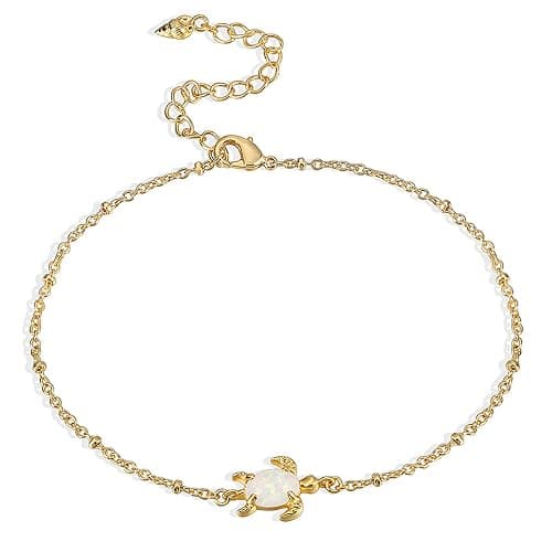 Lit Wall Gold Anklets for Women 18K Gold Plated Adjustable Summer Simple Foot Jewelry Ankle Bracelet for Women - Image 1