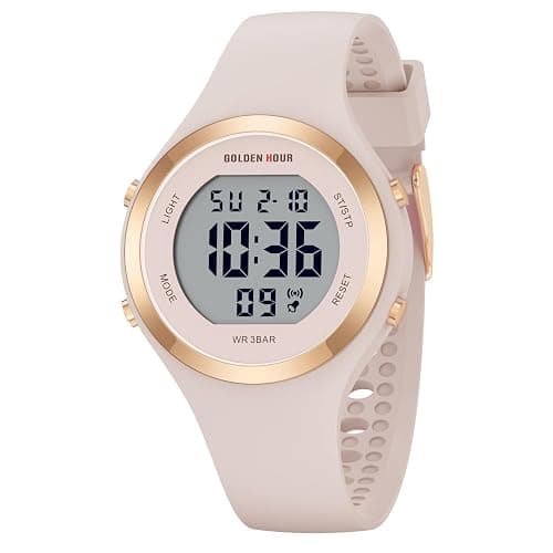 GOLDEN HOUR Waterproof Sport Women's Digital Chronograph Silicone Strap Watch - Image 1