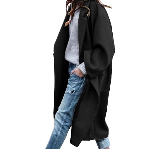 Maiyifu-GJ Women's Winter Long Wool Blend Coats Double Breasted Wool Trench Coat for Women Long Sleeve Notched Lapel Overcoat - Image 1