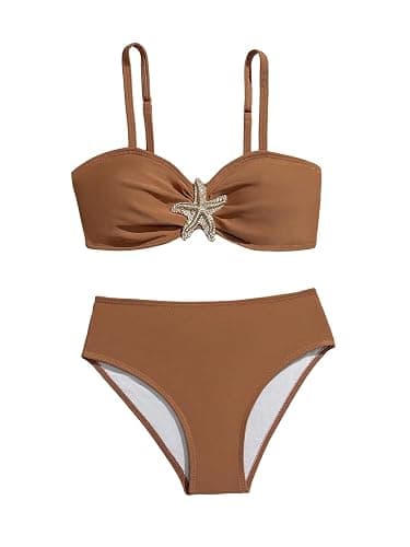 RoseSeek Girl's 2 Piece Padded Bathing Suit Wireless Starfish Swimsuit Spaghetti Strap Vacation Beachwear Set - Image 1