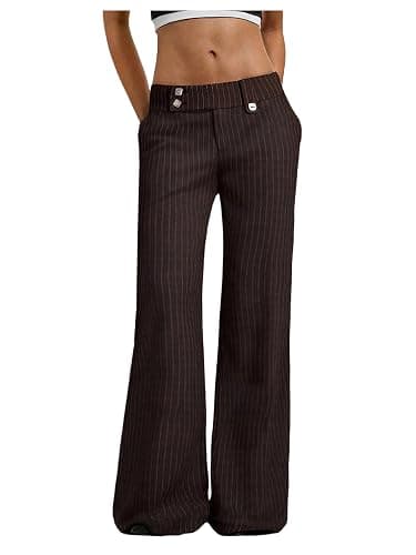GORGLITTER Women's Low Rise Dress Pants Business Casual Trousers Slacks | Dress Pants Women, Wide Leg Bottom, Low Rise Slacks, Womens Pants Dressy Casual - Image 1
