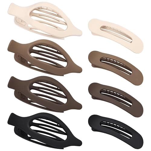 obeoby 8 Pcs Flat Hair Clips, Neutral Color Flat Claw Clips 2 Styles Hair Claws for Women Girls Medium Hair Volume French Hair Barrettes Accessories - Image 1