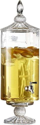 Fifth Avenue Crystal Westchester Optic Beverage Cold Drink Dispenser w/ 2-Gallon Capacity Glass Jug, Leak Proof Acrylic Spigot for Parties, Weddings, & More, 9.5x19 - Image 1